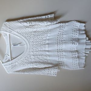 NEW Monoreno Crochet Tunic Top Dress White Medium